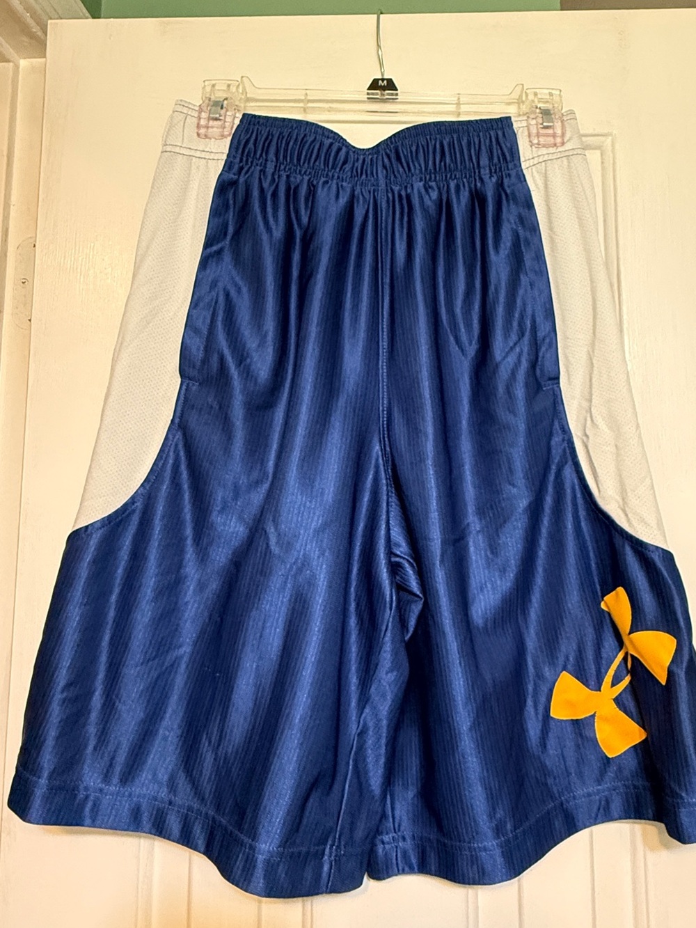 Under Armour Royal Blue Basketball Shorts with Yellow Logo